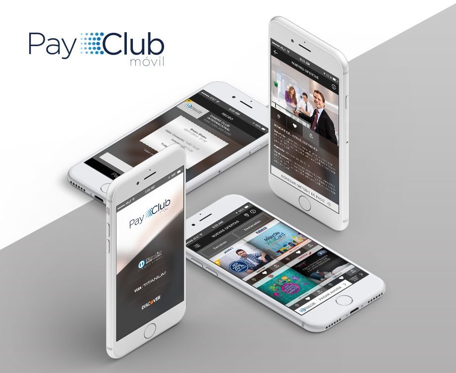 Diners Club · Discover · Visa Titanium: PayClub Móvil